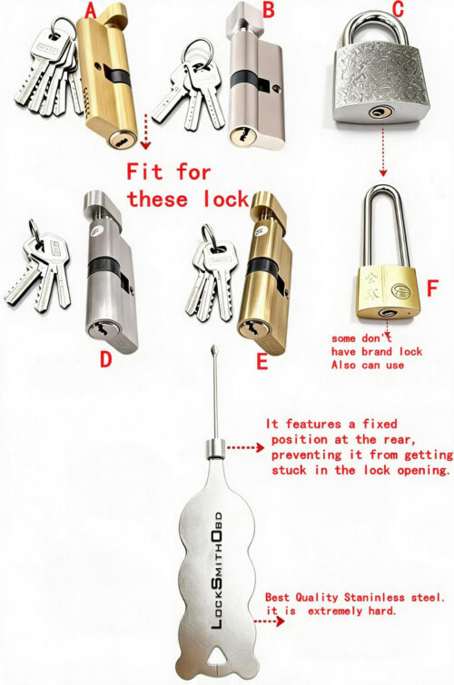 LOCKSMITHOBD New Arrived  1PCS Universal Lock Pick Tool Quick Opening Locksmith